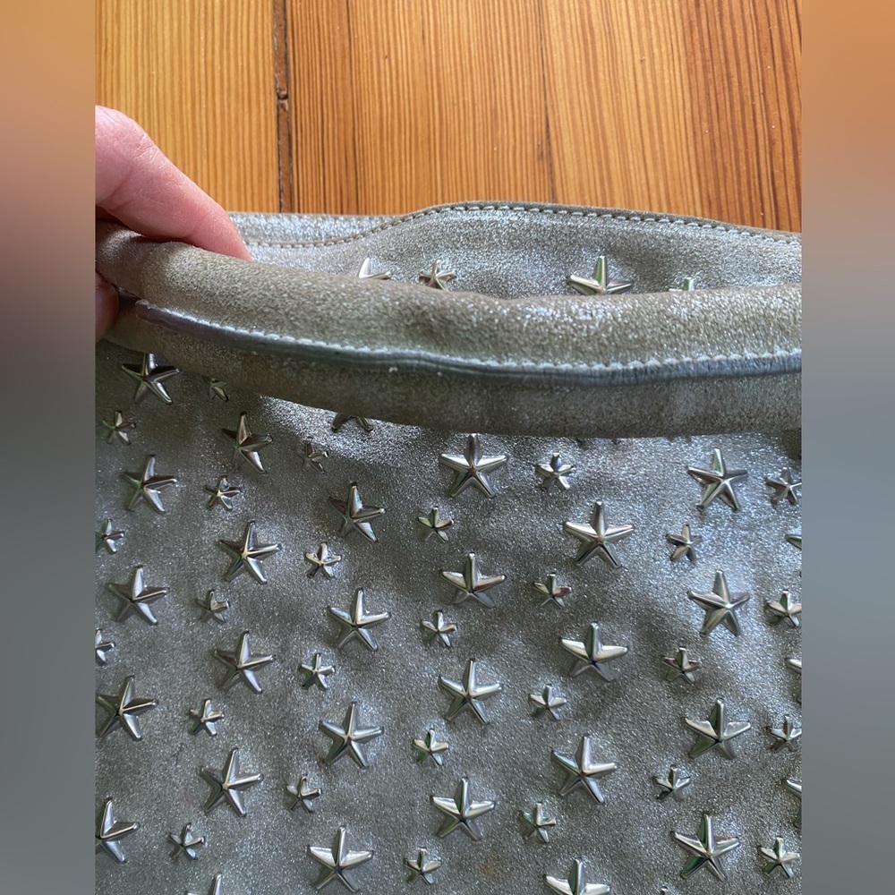 Jimmy Choo metallic silver leather star studded shoulder bag iconic - Picture 9 of 15